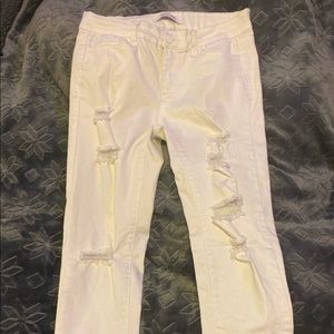White ripped jeans
